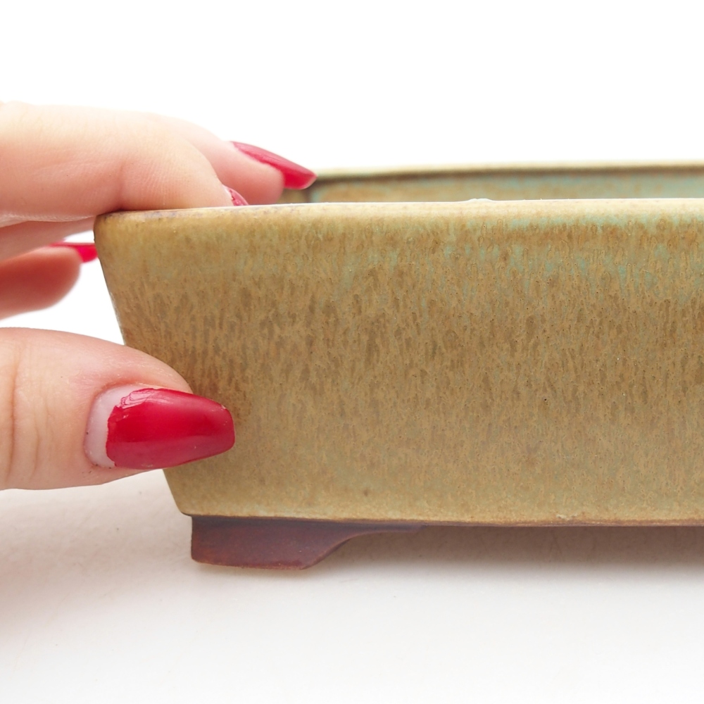 Ceramic bonsai bowl 15 x 12 x 5 cm, green