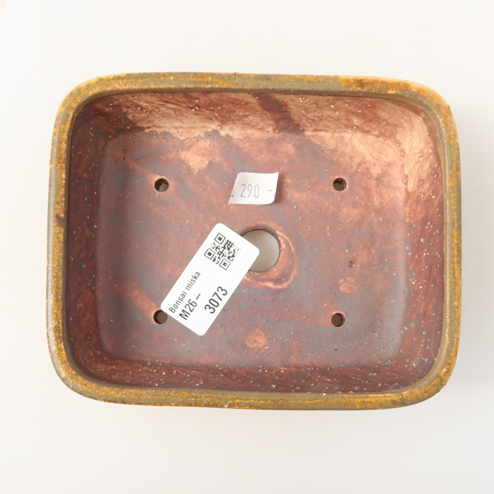 Ceramic bonsai pot, 14 x 11.5 x 4.5 cm, brown