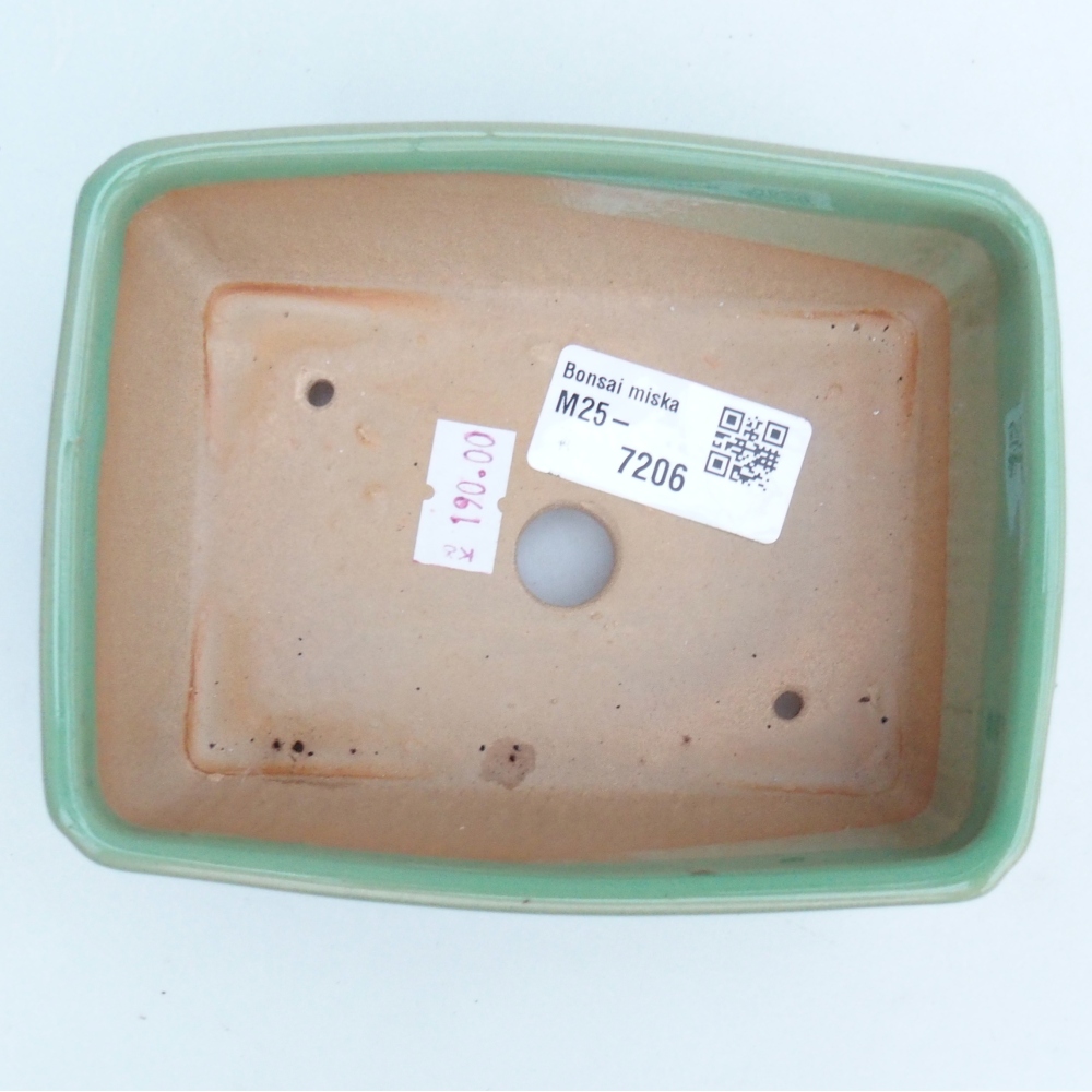 Ceramic bonsai bowl 13 x 10 x 5 cm, green