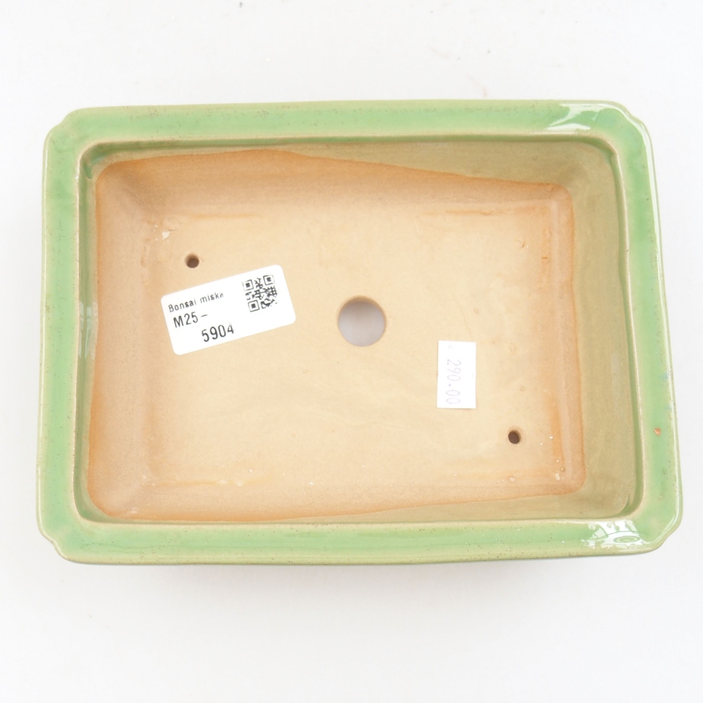 Ceramic bonsai bowl 18 x 13,5 x 4,5 cm, color green