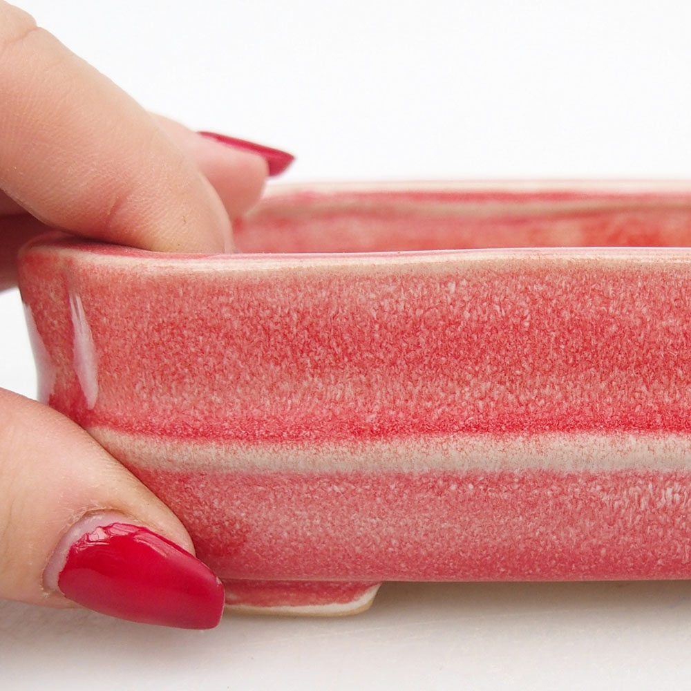 Ceramic bonsai bowl 12 x 10,5 x 4 cm, colour red