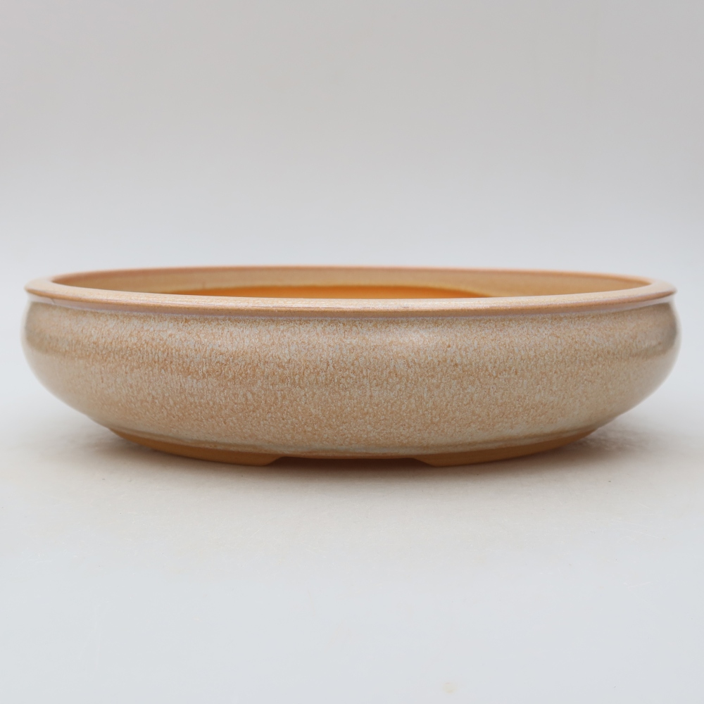 Ceramic bonsai pot, 26.5 x 26.5 x 5.5 cm, beige