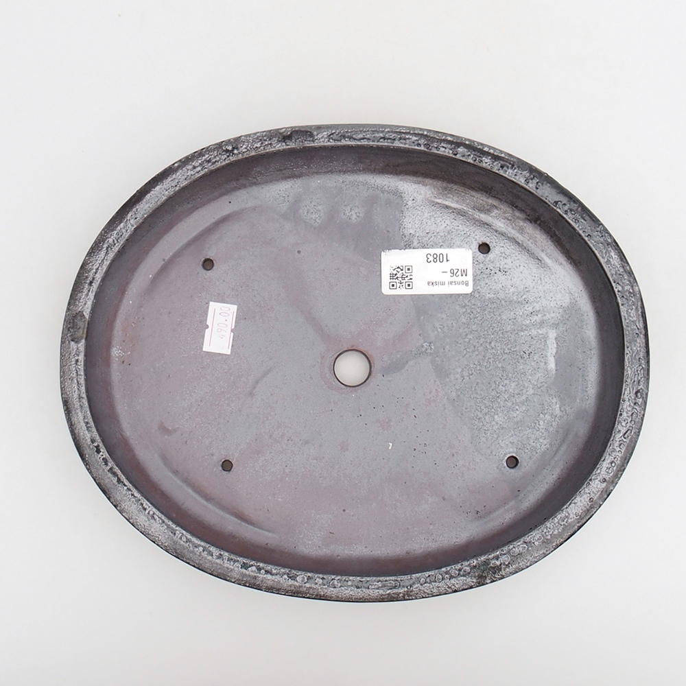 Ceramic bonsai bowl 24 x 19,5 x 4 cm, colour black-green