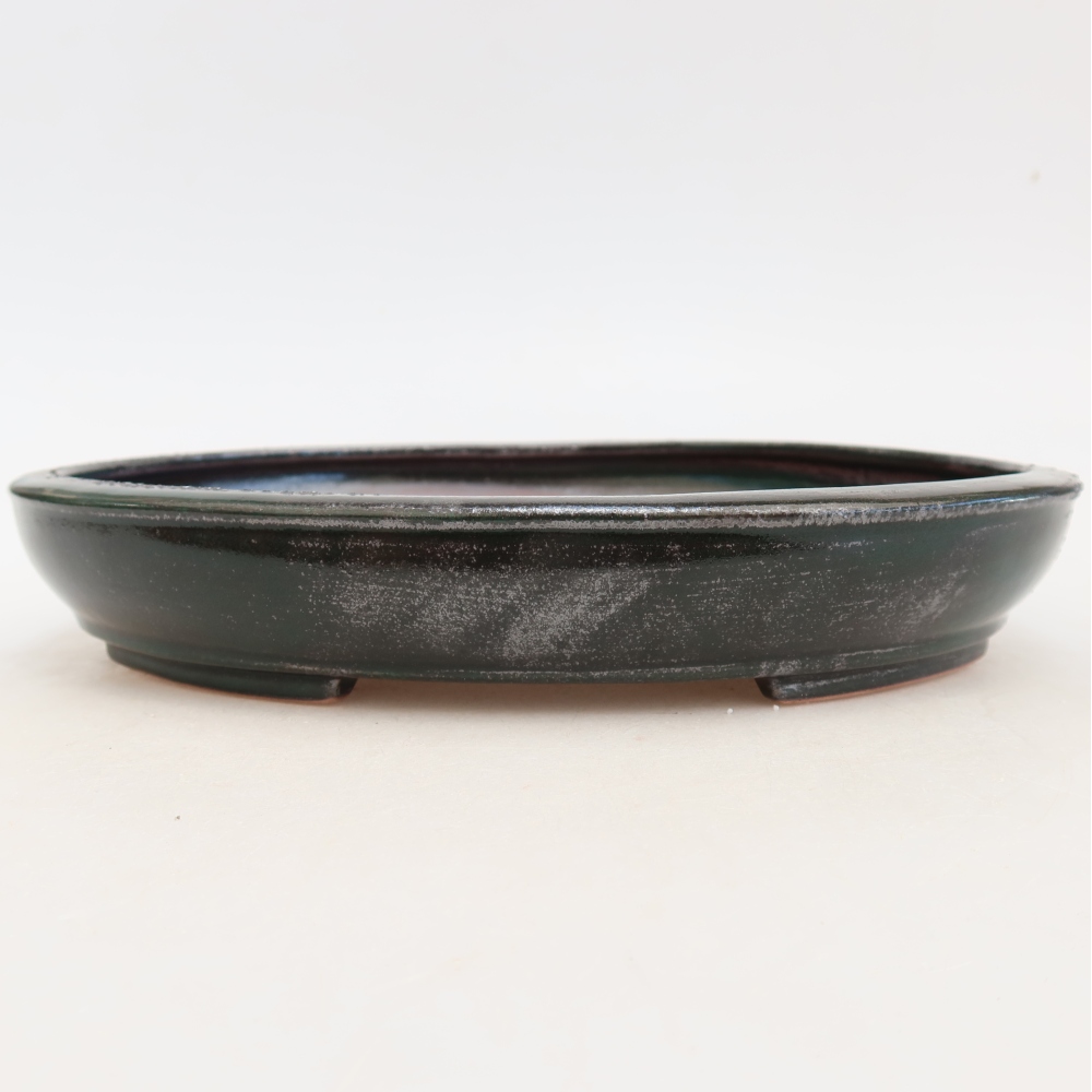 Ceramic bonsai bowl 24,5 x 20 x 4 cm, green