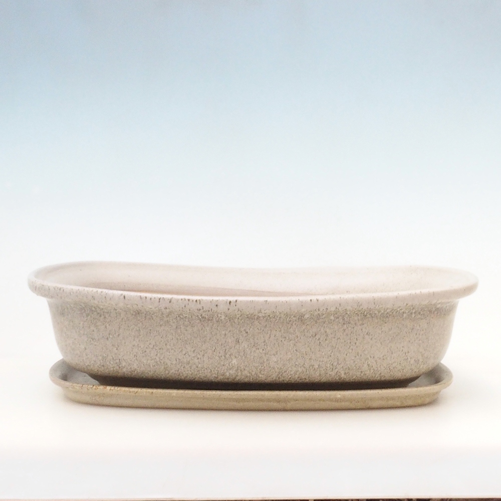 Bonsai pot + saucer H10 - 37 x 28 x 9 cm. - beige
