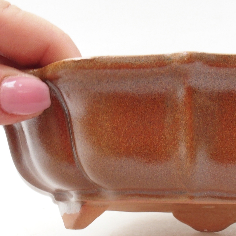 Ceramic bonsai bowl 18 x 18 x 5 cm, color brown