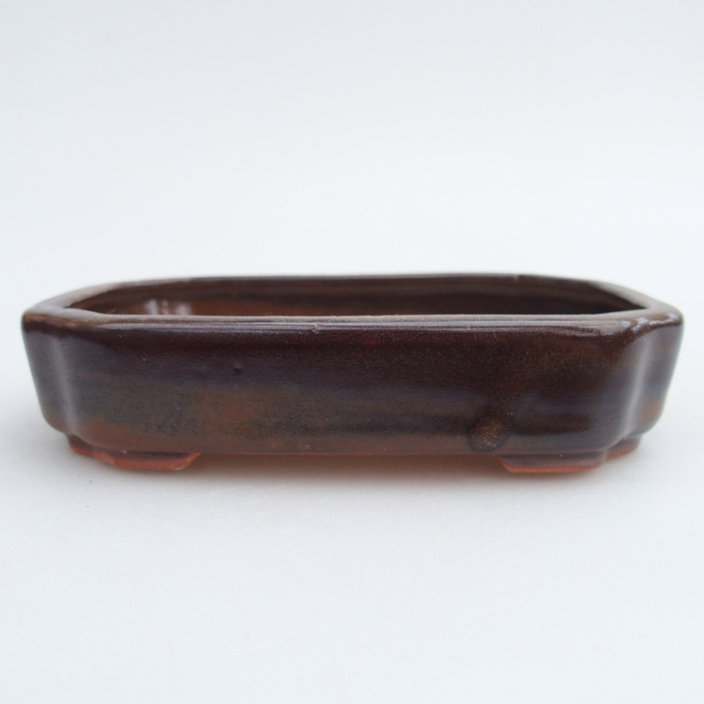 Ceramic bonsai bowl 13 x 9 x 3 cm, brown