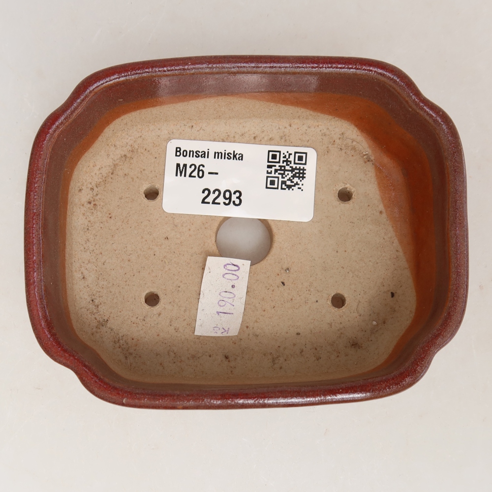 Ceramic bonsai pot, 10.5 x 8 x 4 cm, burgundy