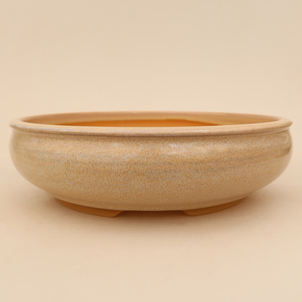 Ceramic bonsai pot, 23 x 23 x 6.5 cm, beige