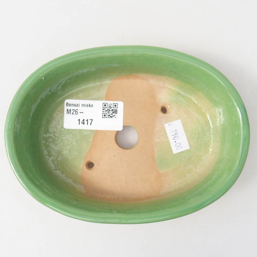 Ceramic bonsai bowl 14,5 x 10,5 x 3,5 cm, green