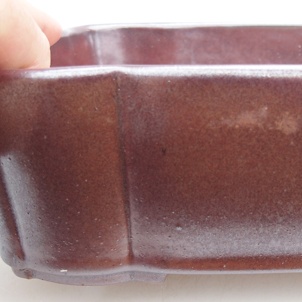 Ceramic bonsai bowl 20 x 17 x 7 cm, burgundy