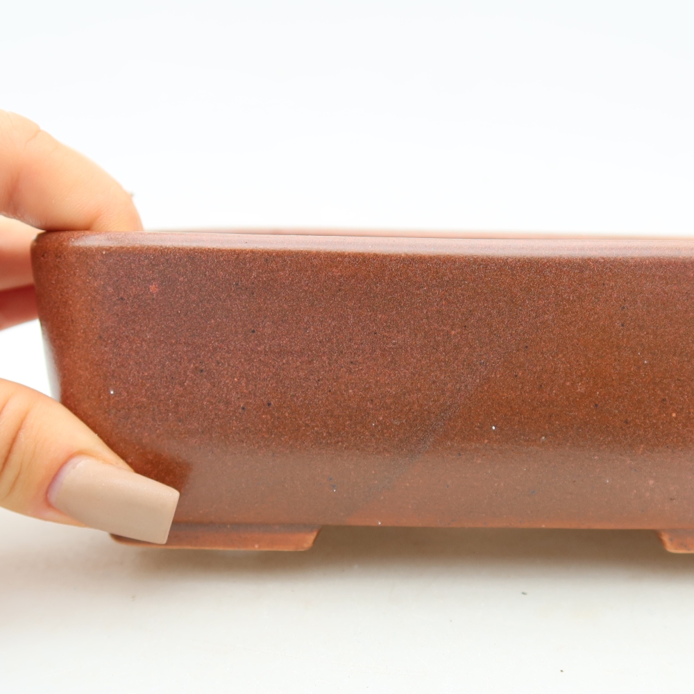 Ceramic bonsai pot, 16 x 10.5 x 5.5 cm, burgundy