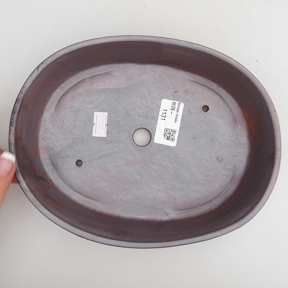 Ceramic bonsai bowl 21,5 x 17 x 5 cm, metal colour