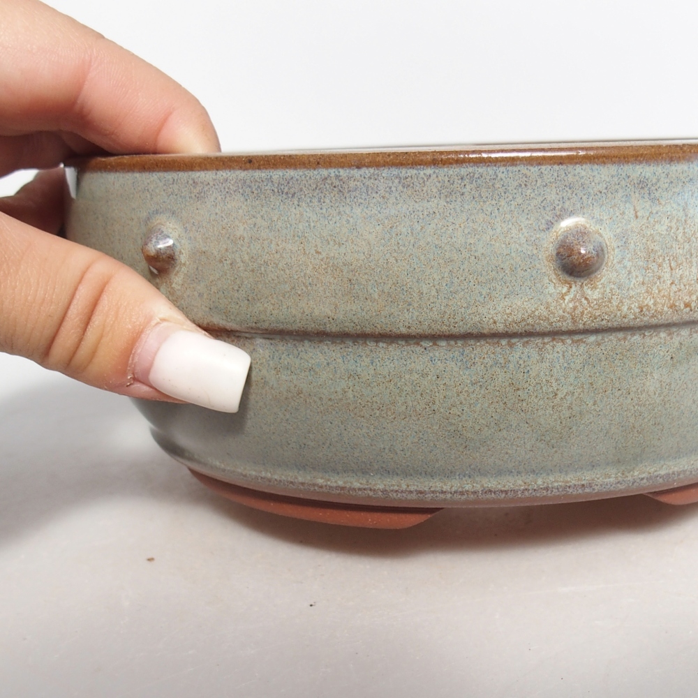 Ceramic bonsai bowl 17 x 17 x 6,5 cm, green