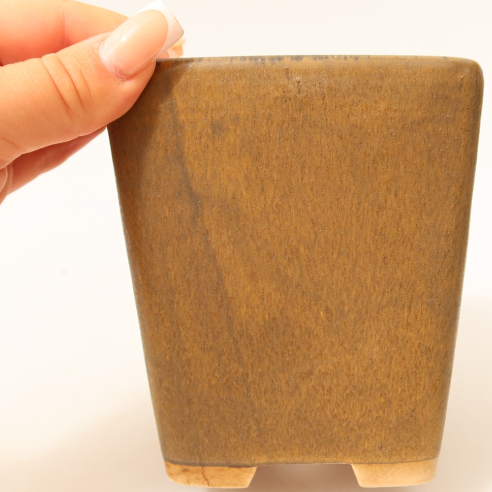 Ceramic bonsai pot, 10.5 x 10.5 x 12 cm, brown