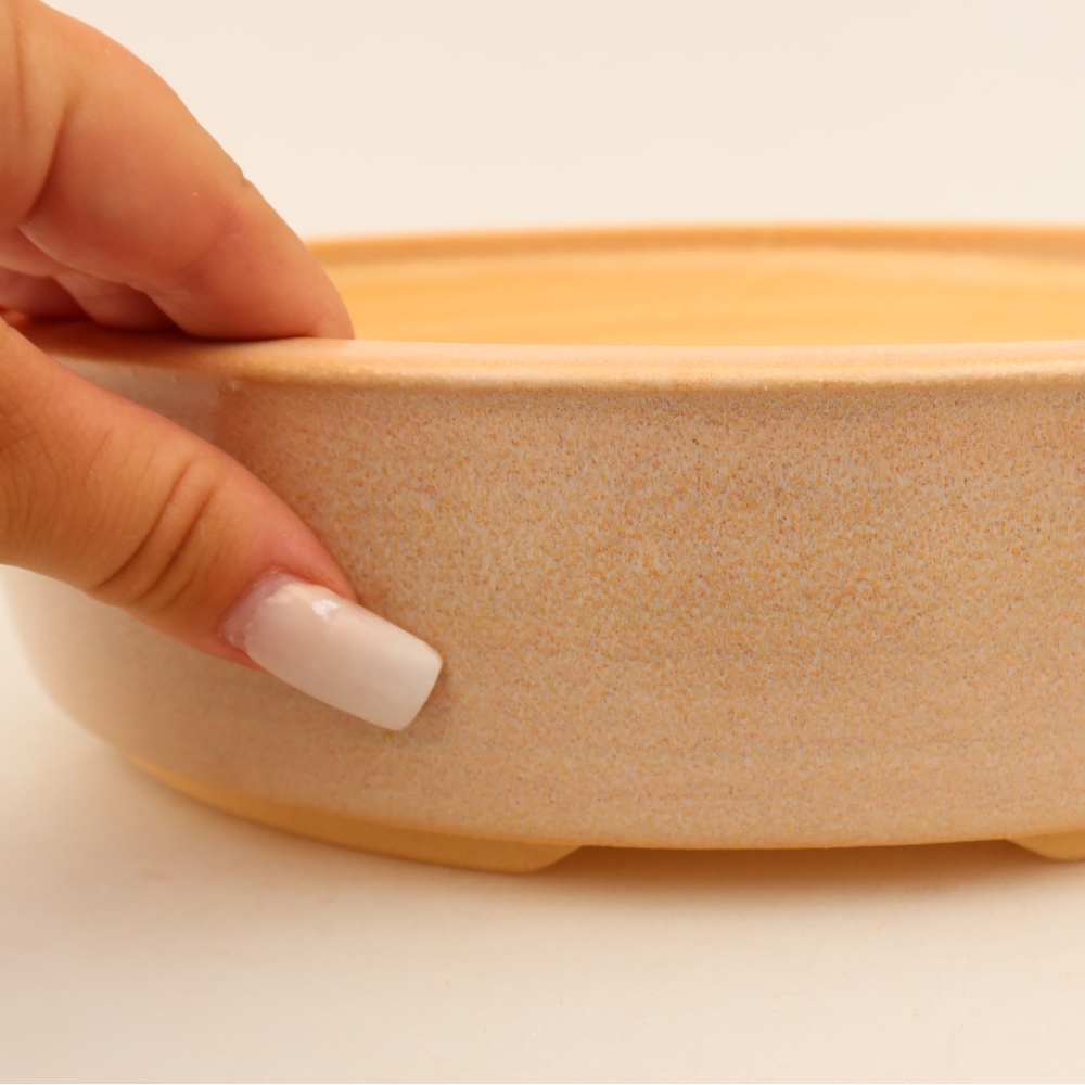 Ceramic bonsai pot, 26 x 26 x 6.5 cm, beige