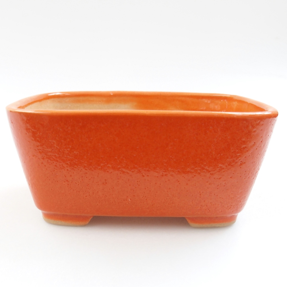 Ceramic bonsai bowl 13,5 x 10 x 6 cm, color orange