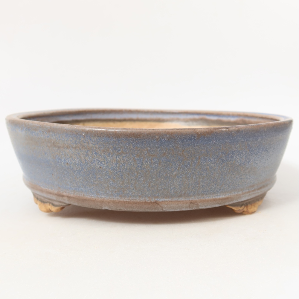 Ceramic bonsai pot, 21.5 x 21.5 x 6 cm, blue