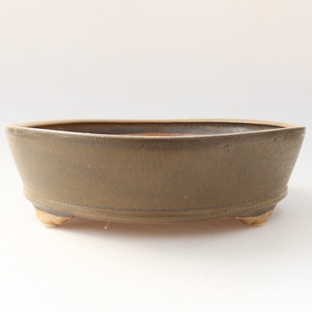 Ceramic bonsai bowl 21,5 x 21,5 x 6 cm, brown