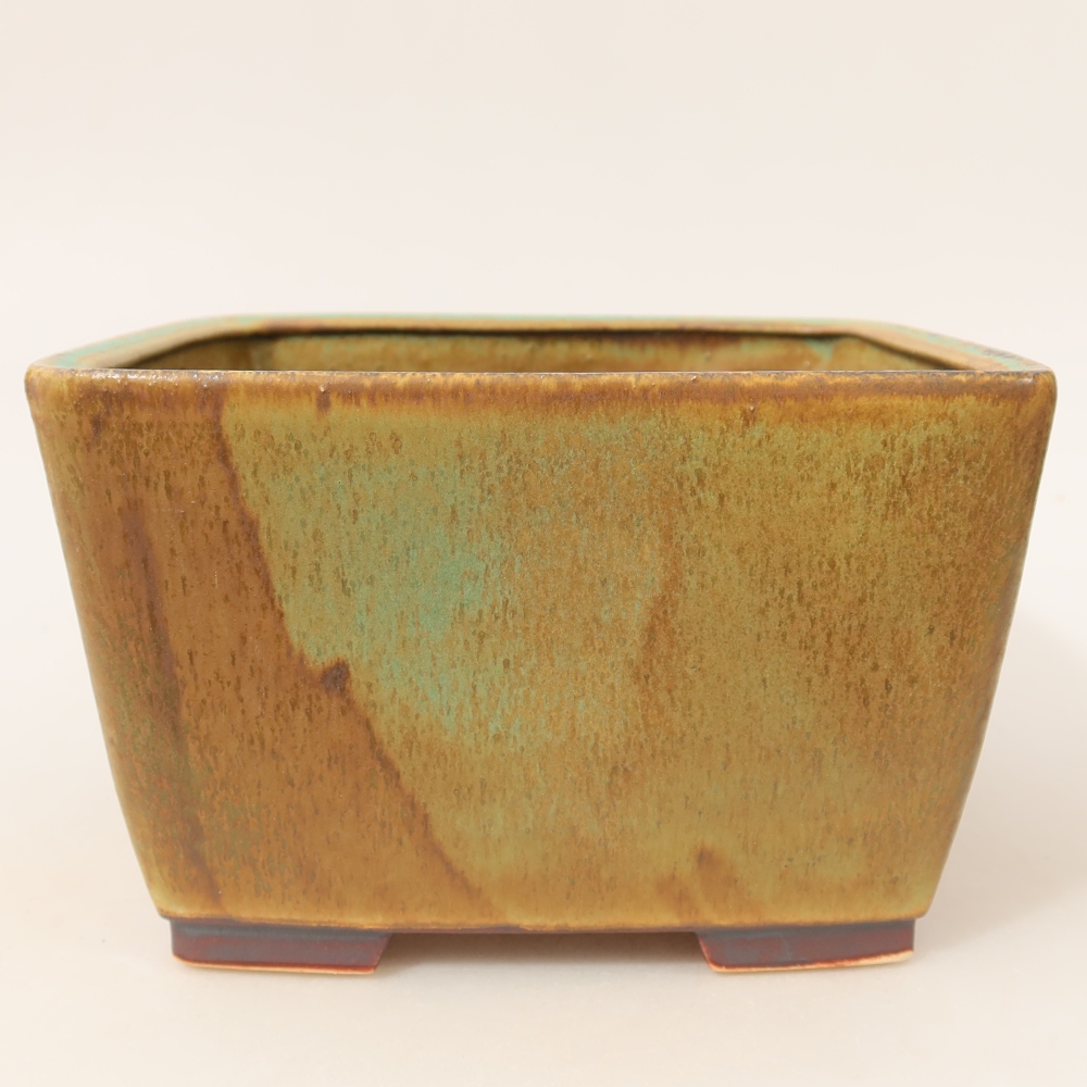 Ceramic bonsai bowl 16 x 16 x 10 cm, green