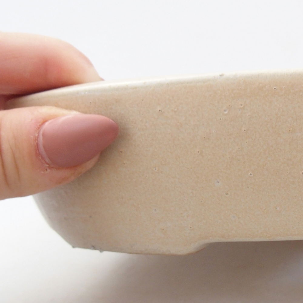 Ceramic bonsai bowl 22 x 16,5 x 4,5 cm, beige