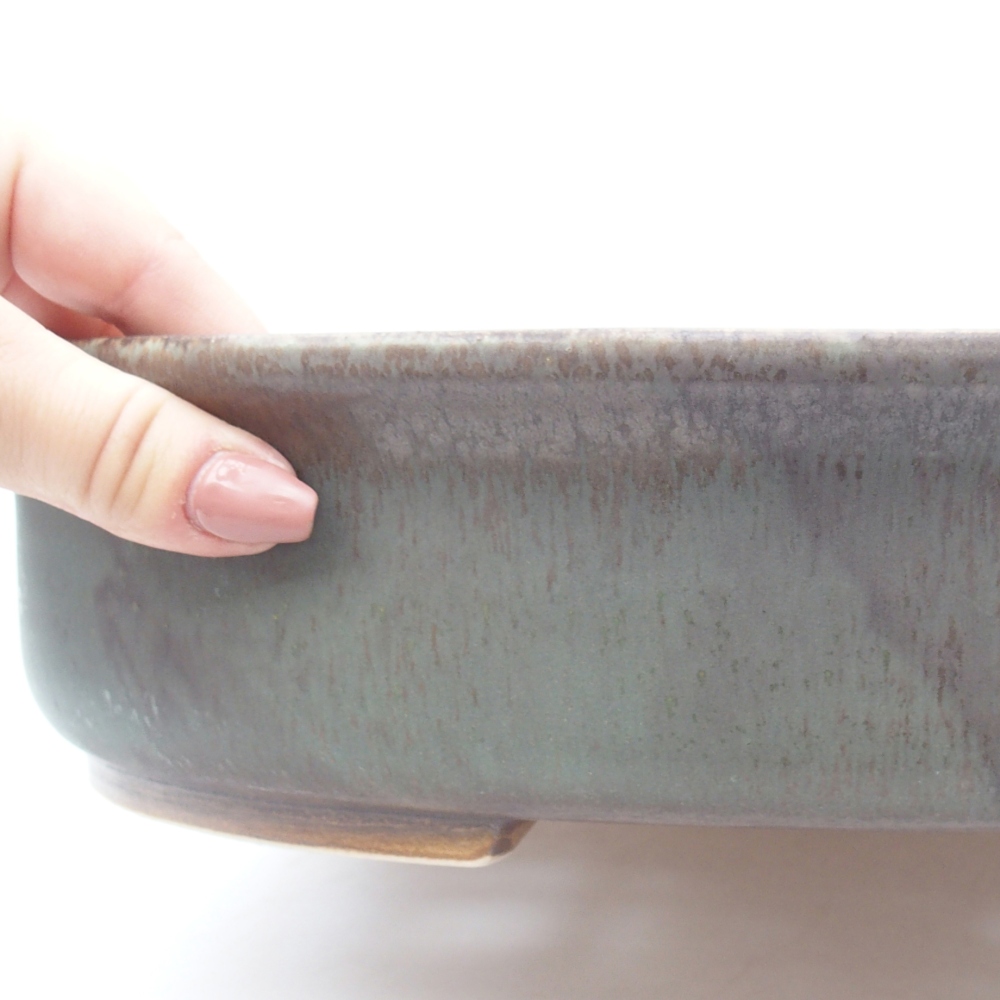 Ceramic bonsai bowl 32,5 x 28,5 x 7 cm, green
