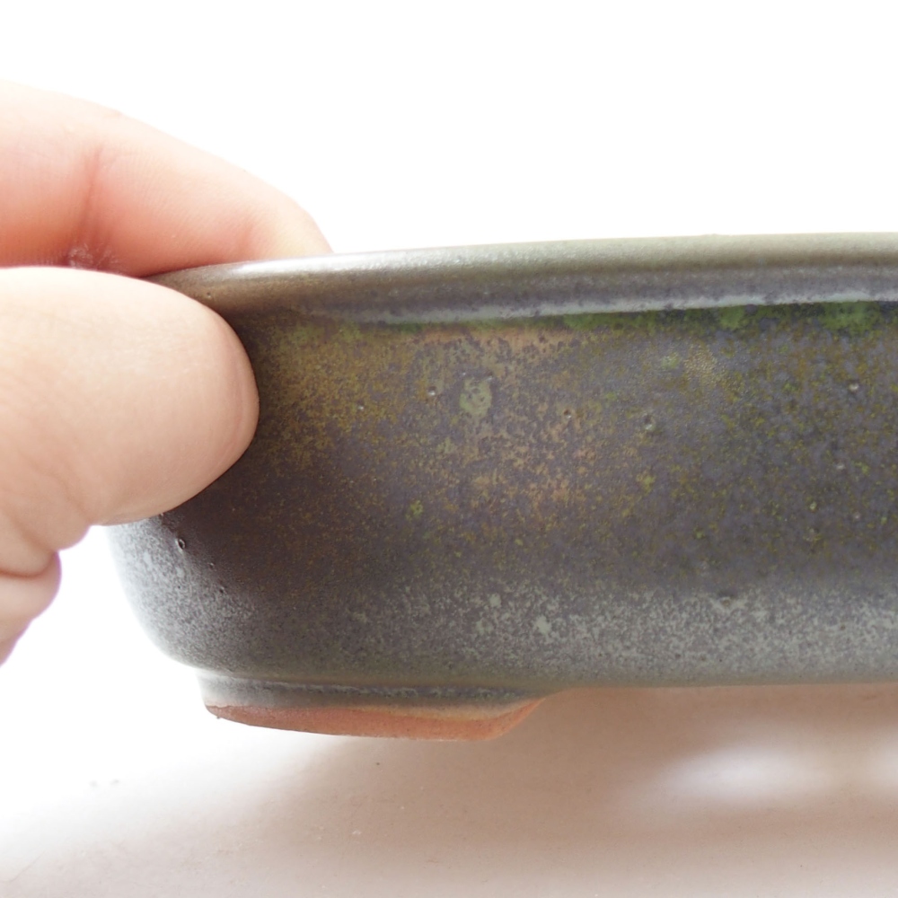 Ceramic bonsai bowl 19 x 14,5 x 4,5 cm, color green