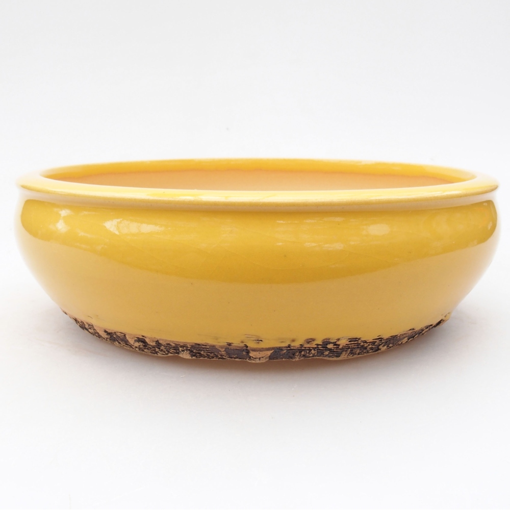 Ceramic bonsai bowl 18 x 18 x 5,5 cm, color yellow