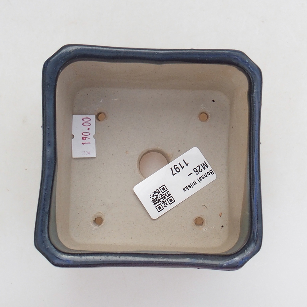 Ceramic bonsai bowl 9 x 9 x 7 cm, colour blue