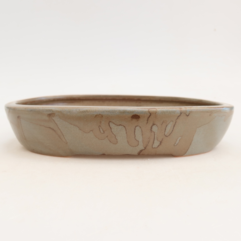 Ceramic bonsai pot, 22 x 17 x 4 cm, brown-blue