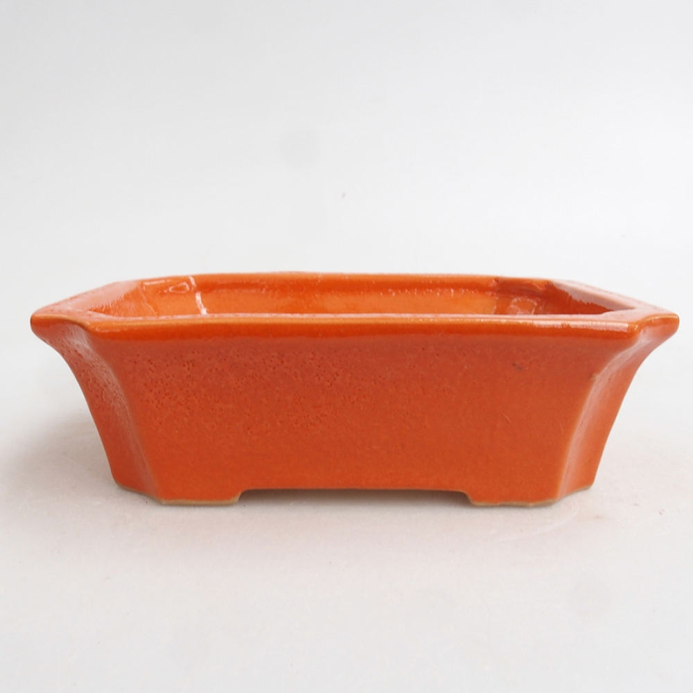 Ceramic bonsai bowl 13 x 10,5 x 4 cm, color orange
