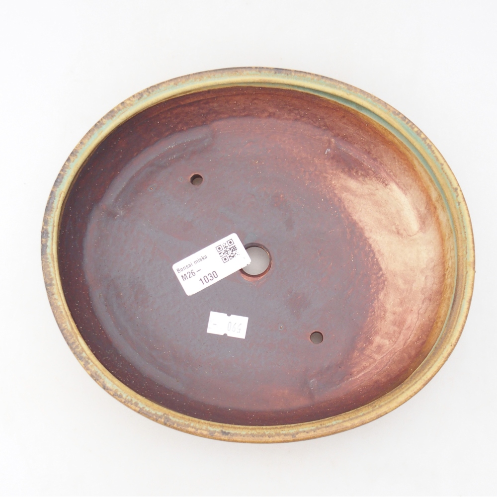 Ceramic bonsai bowl 22,5 x 20 x 4,5 cm, green