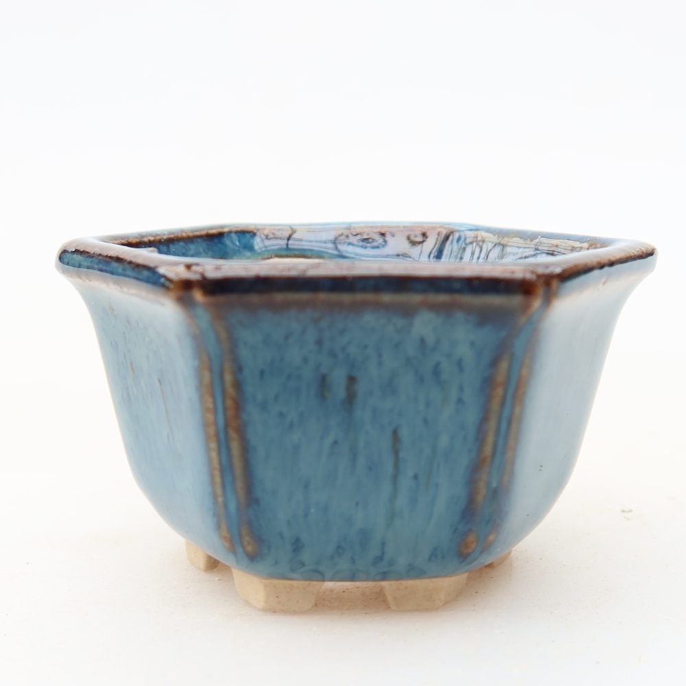 Ceramic bonsai pot, 5.5 x 5 x 3 cm, blue