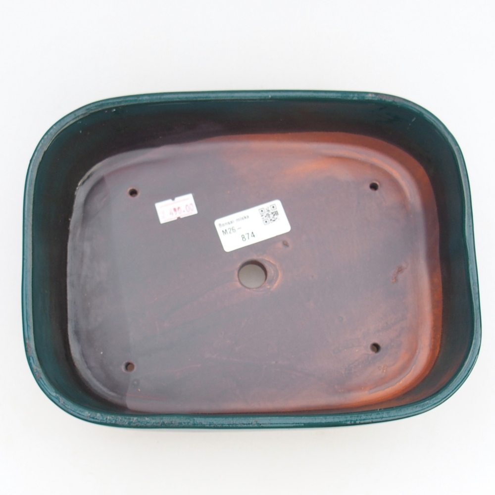 Ceramic bonsai bowl 23 x 18 x 5,5 cm, green