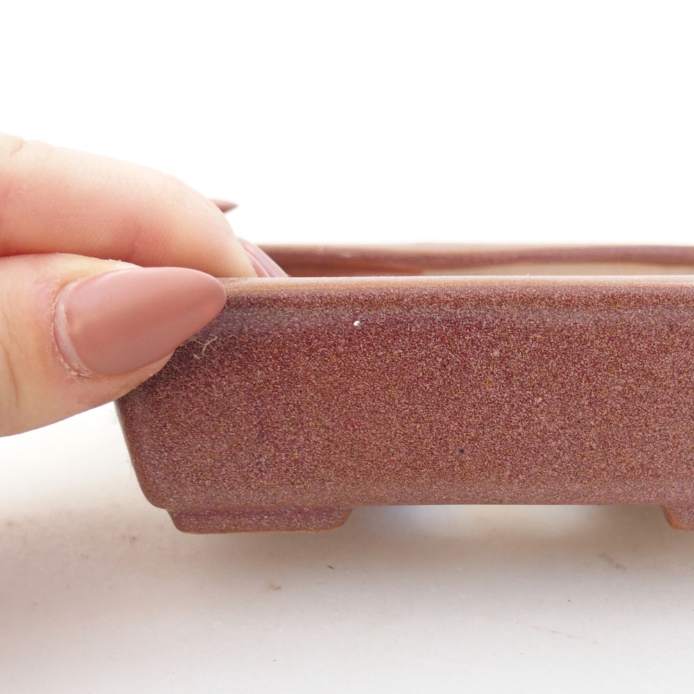 Ceramic bonsai bowl 11 x 8,5 x 3,5 cm, burgundy