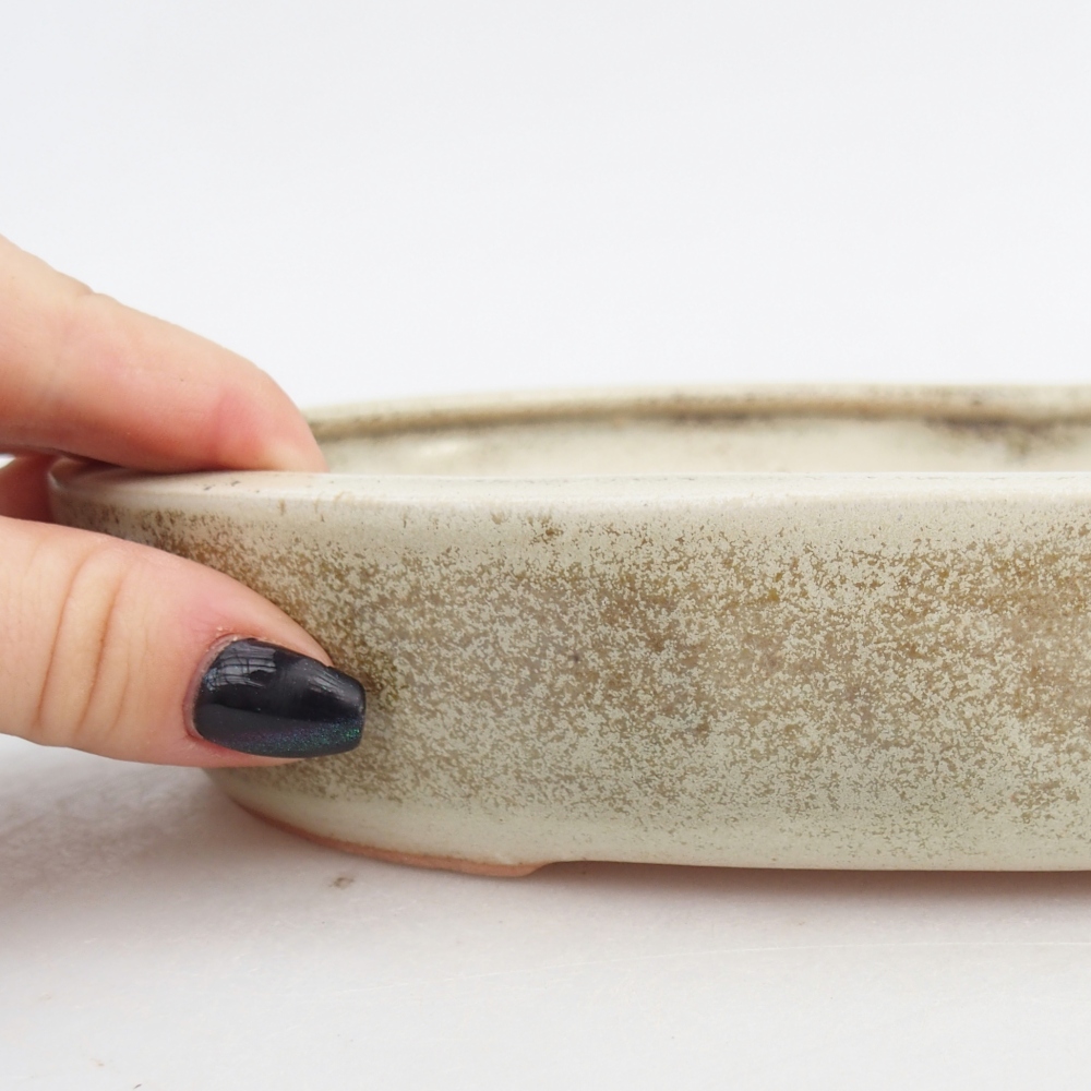 Ceramic bonsai bowl 22,5 x 17 x 4,5 cm, green