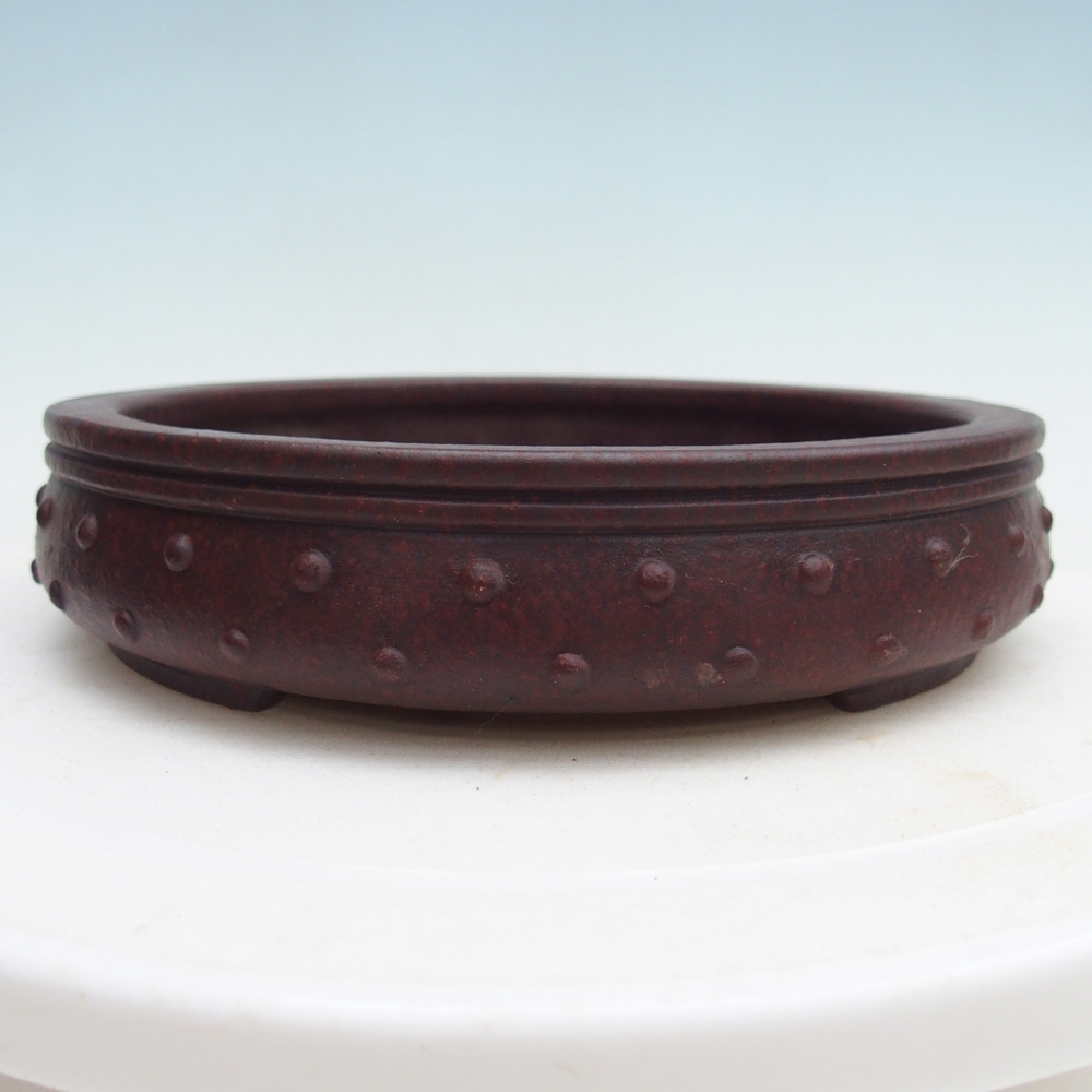 Ceramic bonsai bowl 17,5 x 17,5 x 4 cm, brown