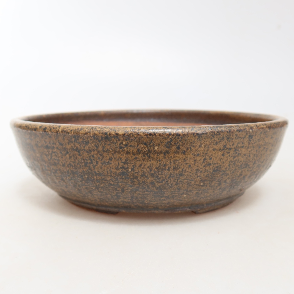 Ceramic bonsai pot, 17 x 17 x 5 cm, brown