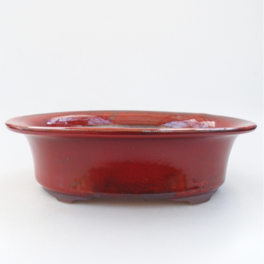 Ceramic bonsai bowl 23 x 18 x 6,5 cm, colour red