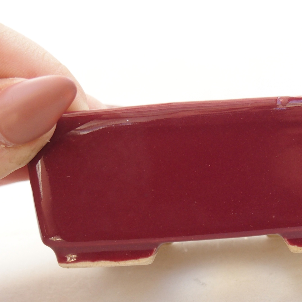Ceramic bonsai bowl 8,5 x 7 x 3,5 cm, burgundy
