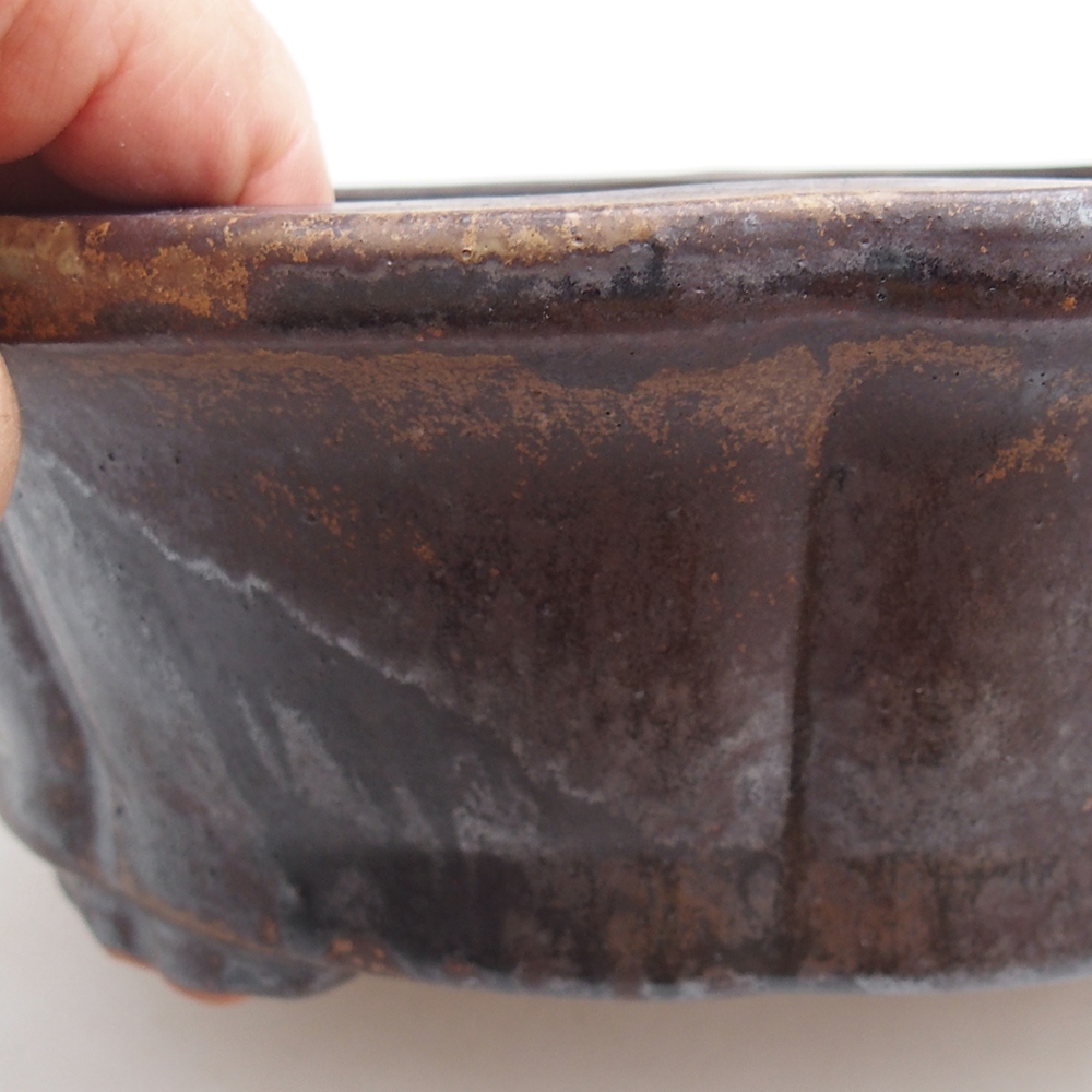 Ceramic bonsai bowl 26 x 26 x 8 cm, metal colour