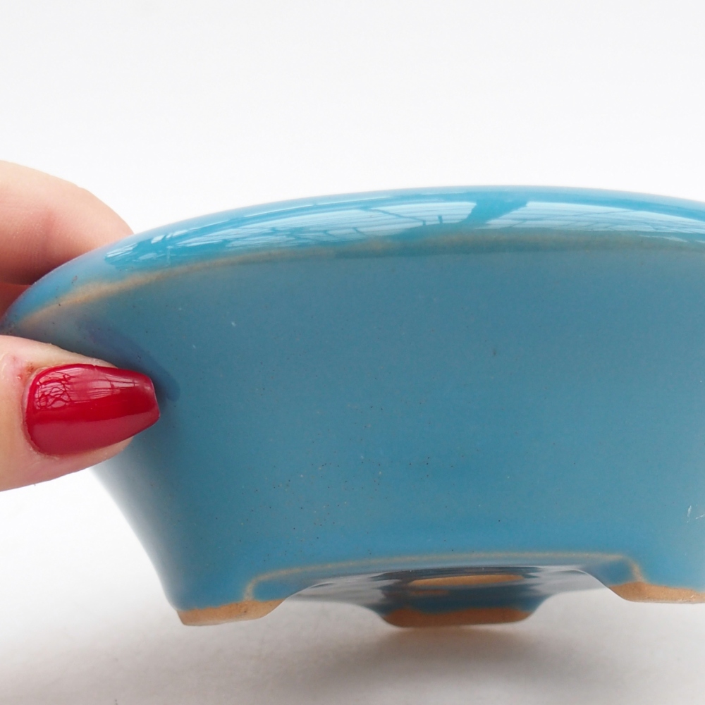 Ceramic bonsai bowl 13,5 x 13,5 x 5 cm, colour blue