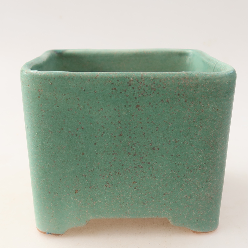 Ceramic bonsai bowl 10 x 10 x 8 cm, green