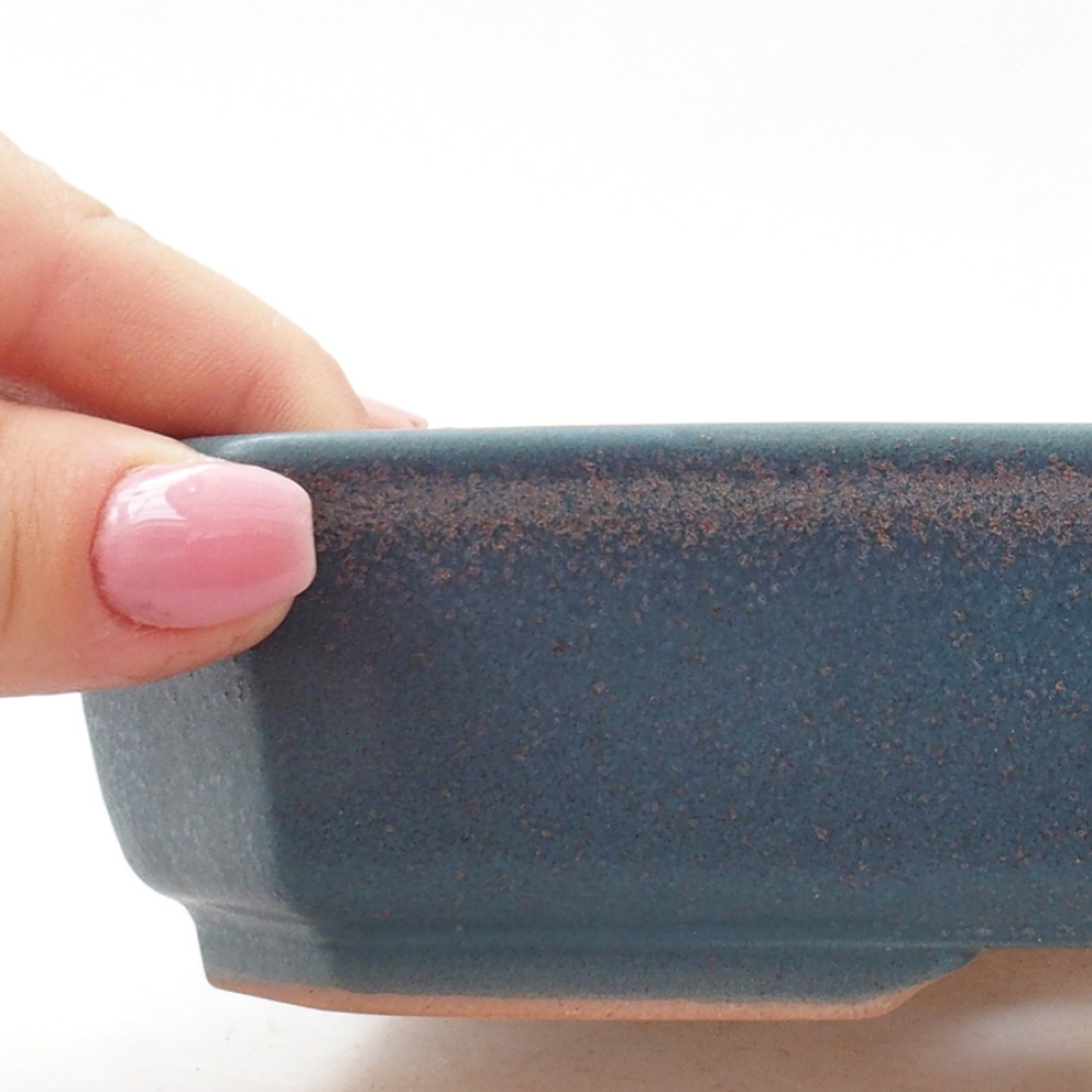 Ceramic bonsai bowl 19 x 13,5 x 4 cm, color blue