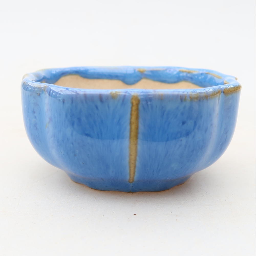 Ceramic bonsai pot, 6 x 6 x 3 cm, blue