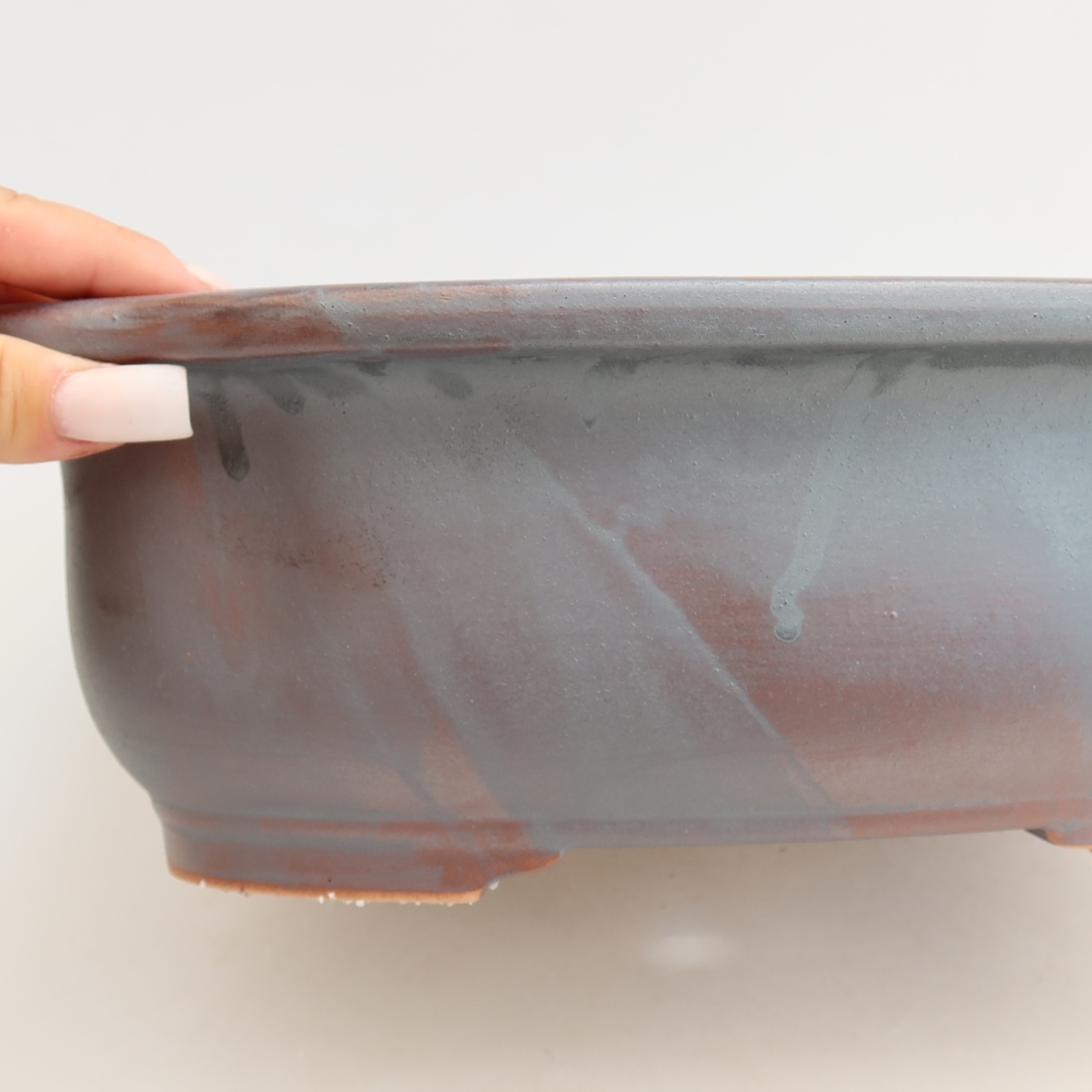 Ceramic bonsai pot, 30.5 x 25.5 x 10.5 cm, metallic color