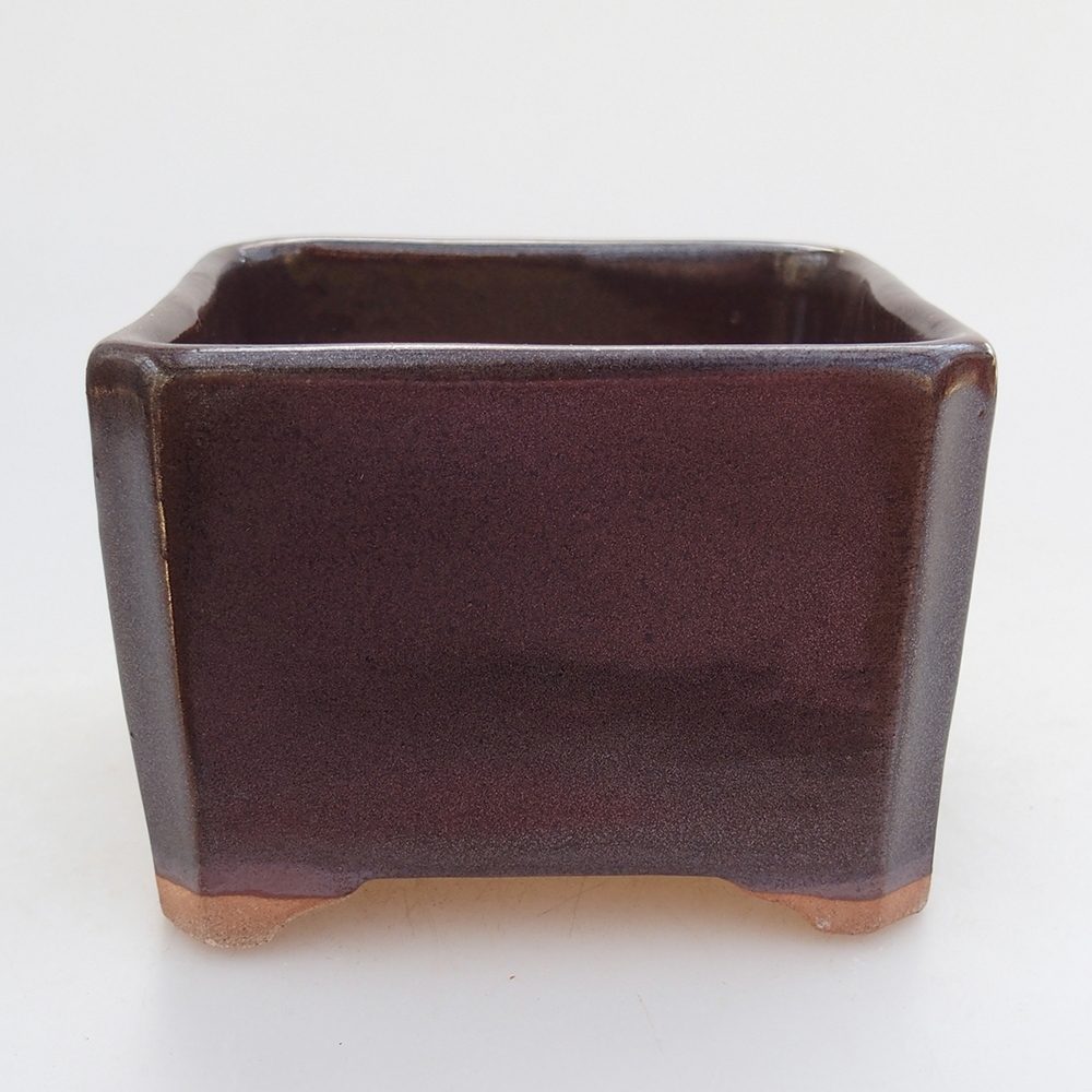 Ceramic bonsai bowl 9 x 9 x 7 cm, brown