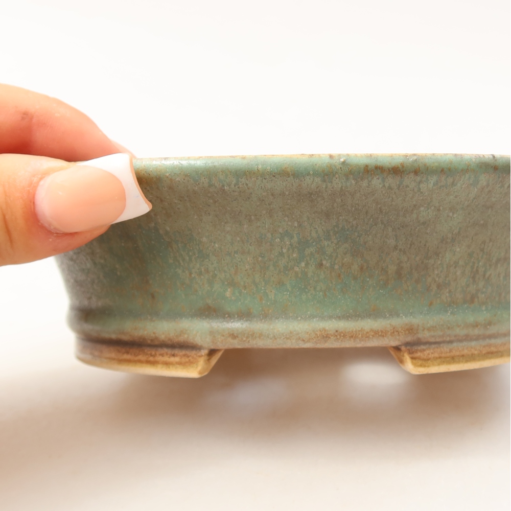 Ceramic bonsai bowl 14,5 x 12,5 x 4 cm, green