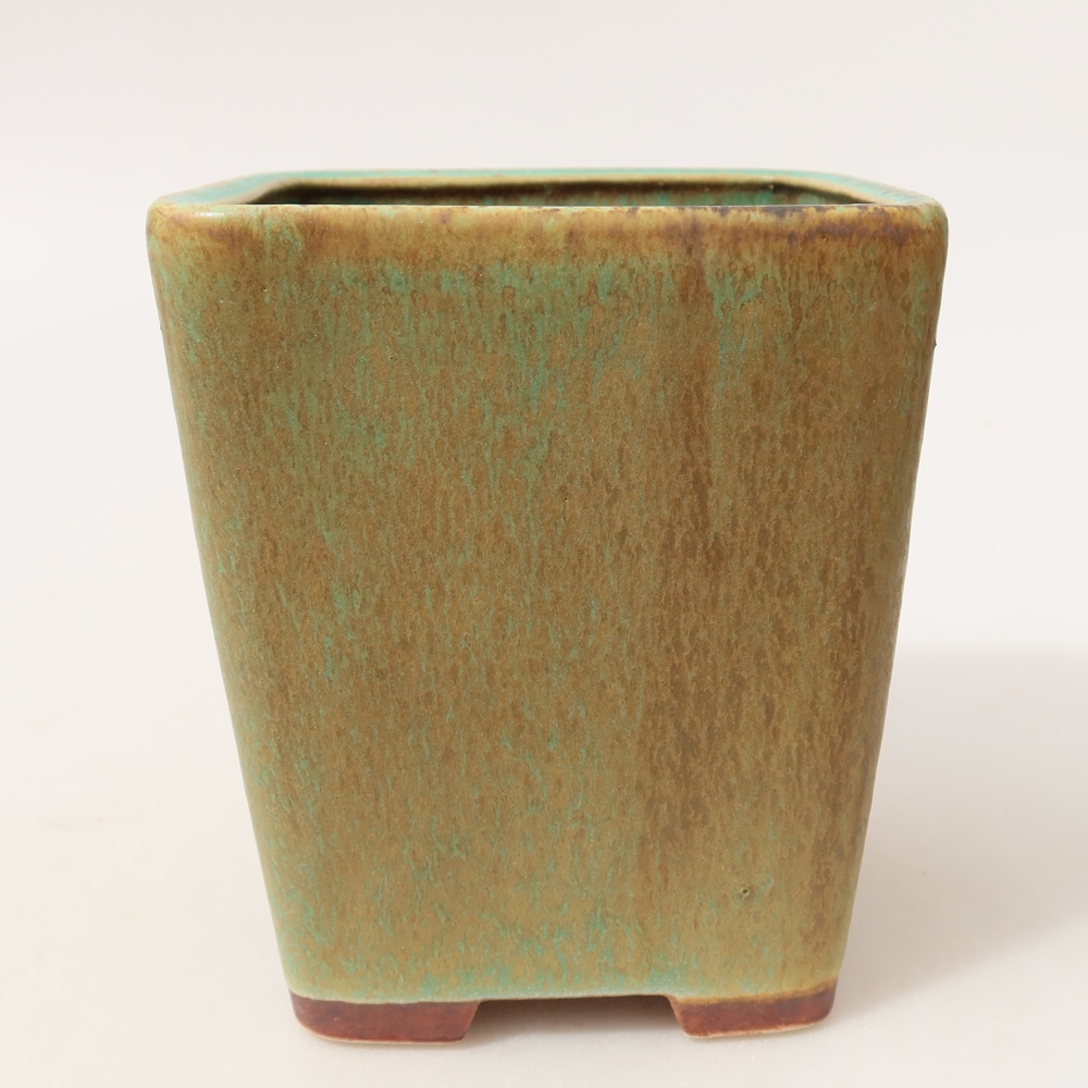 Ceramic bonsai pot, 10.5 x 10.5 x 12 cm, green