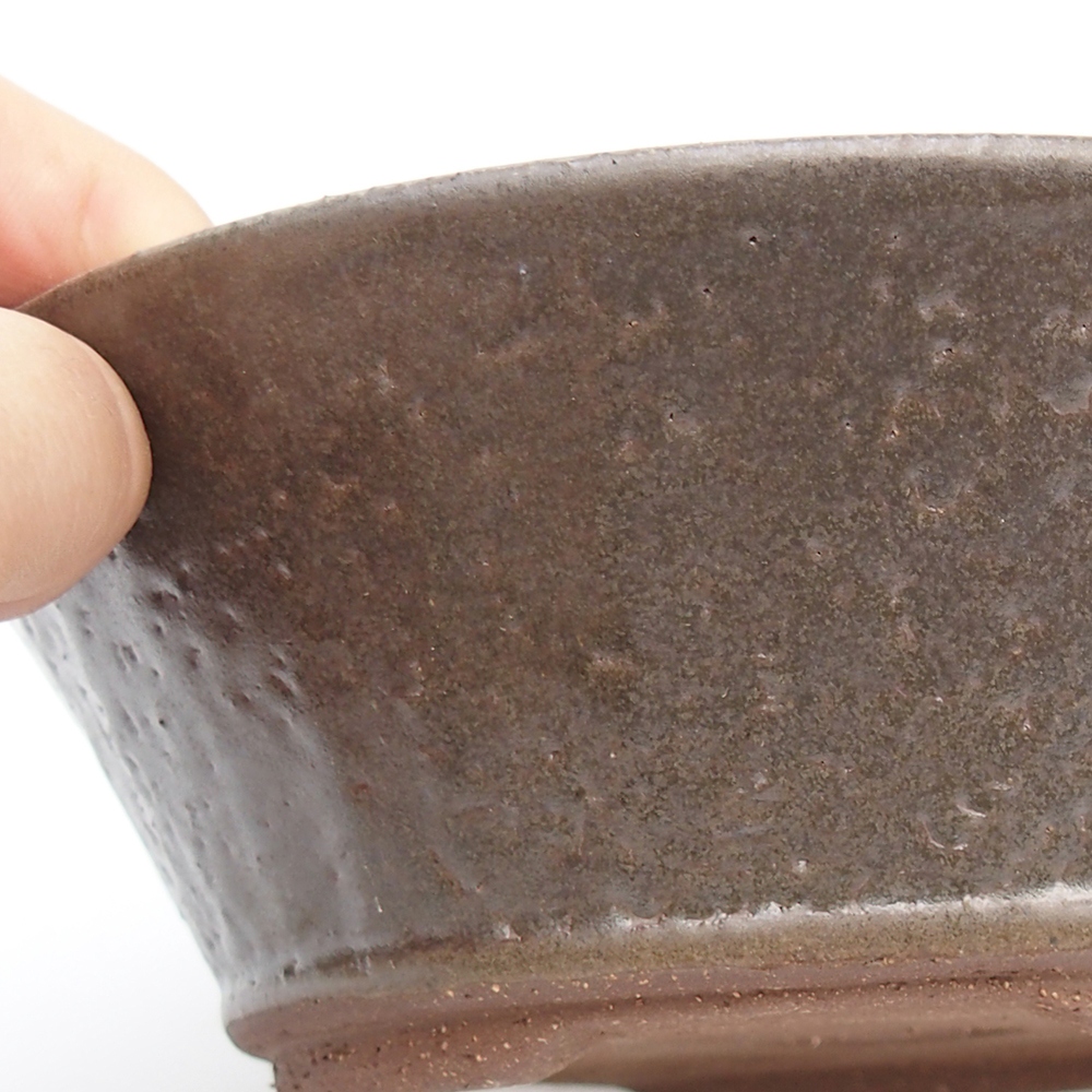 Ceramic bonsai bowl 17,5 x 17,5 x 6 cm, metal colour